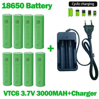  18650 Безплатна доставка на батерията 2024NewBestselling VTC6 Li-ion 3.7V 3000MAH + зарядно устройство акумулаторнабатерия подходяща батерия за отвертка