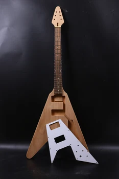  Комплект за електрическа китара 22 Fret махагон китара Neck Body Flying V DIY китара части TZ 12-1