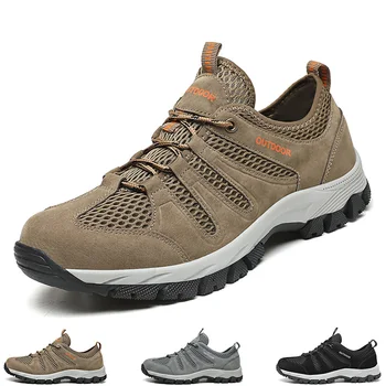  2023 Мъжки туристически обувки Класически външни обувки за мъж Трекинг маратонки Мъжете носят устойчиви обувки за планинско катерене Новопристигнали