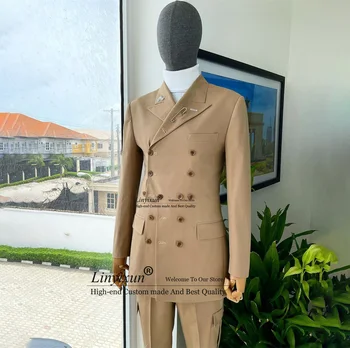 Handsome Design version Mens Suits Wedding Groom Tuxedo Double Breasted Business Blazer Prom 2Piece trajes elegante para hombres