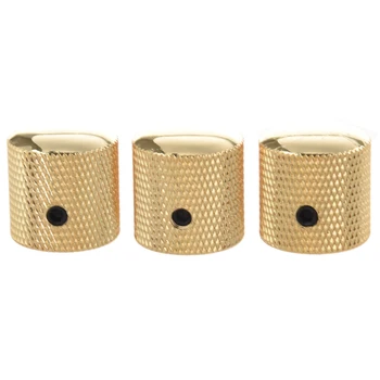  3PCS позлатени метални куполни копчета набраздени барел за електрическа китара части злато