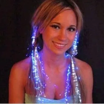  Цветни LED перуки Светеща светкавица LED плитка за коса Клип Фиба декорация Ligth Up Show Великденско парти консумативи Коледа ZJ0019
