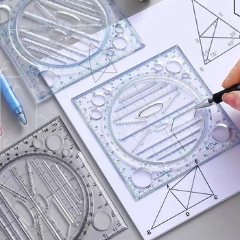  Многофункционална универсална линийка Въртящ се шаблон за рисуване Дизайн на изкуство Геометрия Линийка Изготвяне Измервателни инструменти Канцеларски материали Подаръци