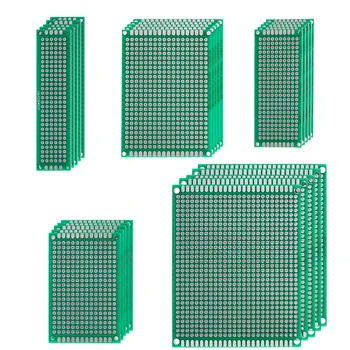   25pcs = 5pcs * 2x8 3x7 4x6 5x7 7x9cm, PCB Green Double-sided Board Kit Отлична стабилност и производителност DIY платки Set