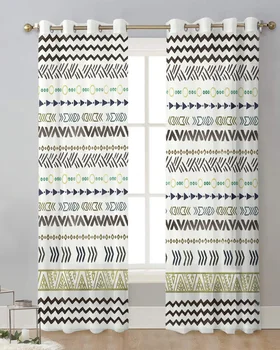  Бохемски минималистични линии завеси от тюл завеси за хол кухня прозорец лечение Voile завеси