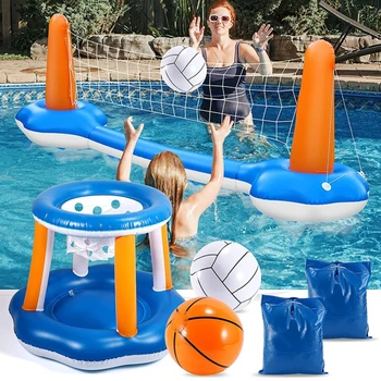  Лятна надуваема волейболна стойка за възрастни плувен басейн баскетбол плаващ ред играчка интерактивни водни подпори Pvc аксесоари за баня