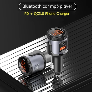  Kebidumei Car Mp3 плейър Bluetooth 5.0 приемник Fm предавател Pd18W USB-C зарядно за кола U диск музикален телефон плейър