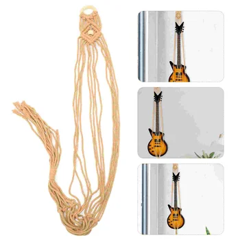 Guitar Instrument Net Bag Macrame Holder Stand Decorate Wall Hanger Mount Cotton Rope