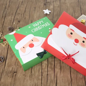  10pcs Квадратна весела коледна хартиена опаковъчна кутия Дядо Коледа благоприятства подаръчна кутия Честита Нова Година шоколадови бонбони кутия парти консумативи