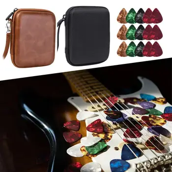  Portable водоустойчив EVA китара Pick Holder случай кутия жълт слот Capo съхранение Pick китара тунер чанта черни струни торбичка с X4W1