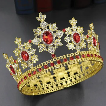  Мода злато сребърен цвят кристални диадеми и корони кристал кръгла корона диадеми за сватбени аксесоари за коса