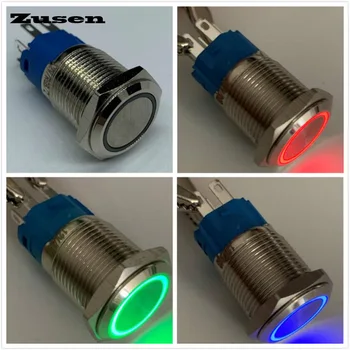  Zusen 16mm 1NO1NC трицветен светлинен RGB пръстен осветен заключващ моментен бутонен превключвател (ZS161F-11 / E / RGB)