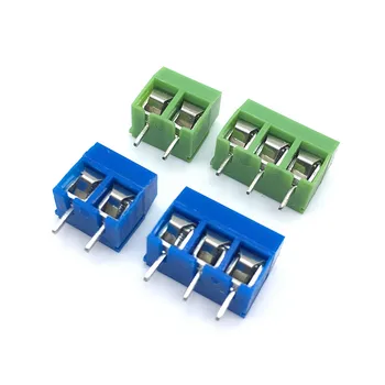  20pcs/lot KF301-5.0-2P 3P KF301 винт 2Pin 3Pin 5.0mm прав щифт PCB винтов клемен блок конектор синьо и зелено