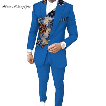  Африкански мъжки дрехи мъже блейзър тънък годни фантазия костюм блейзър hombre яке официално палто бизнес Дашики парти сватба WYN1933