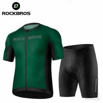  ROCKBROS Колоездачно джърси Комплект летни костюми за велосипеди Щадящи кожата дишащи мъже Спорт Бърз сух къс ръкав MTB езда 