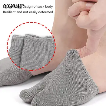  1Pair лято тънък стил невидим дишаща предния крак чорапи два пръста чорапи сплит пръсти чорапи половин длан чорап разделяне на голям пръст