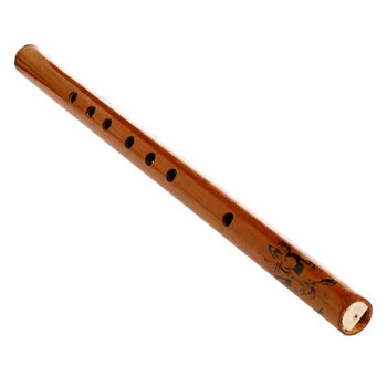  Традиционен 6 дупка бамбукова флейта кларинет студент музикален инструмент дърво цвят 448D