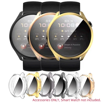  TPU мека обвивка пълен стъклен екран протектор случай рамка за Huawei Watch 3/3 Pro 48/46mm Smartwatch 3pro защитна броня
