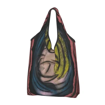 Yayoi Kusama Абстрактно изкуство хранителни стоки Tote пазаруване жени мода купувач рамо чанта голям капацитет чанти