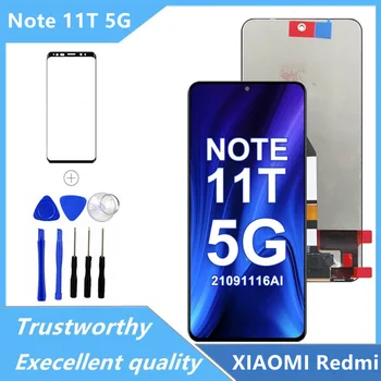  6.6'' Оригинал за Xiaomi Redmi Note 11T 5G LCD 21091116AI дисплей сензорен екран дигитайзер с рамка за Redmi Note 11T LCD