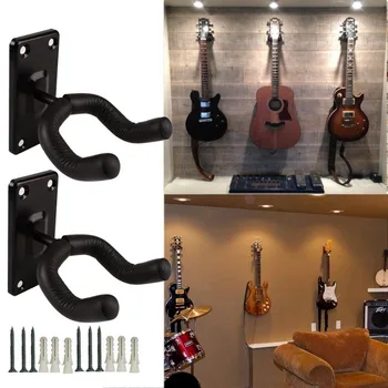  Силна ABS пластмаса и качествена стоманена китарна кука Удобен аксесоар Черна стена кука китара Държач за стена китара