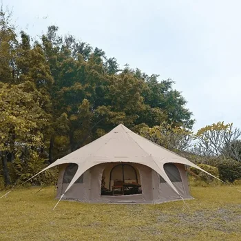  Водоустойчива монголска памучна платнена камбана палатка голям семеен лагер Индийска палатка за къмпинг луксозна юрта палатка