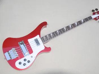  Metal Red Body 4 струни Електрическа бас китара с хромиран хардуер, Rosewood Fretboard, Предоставяне на персонализирана услуга