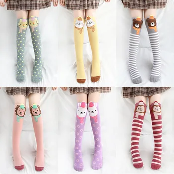  6 Цвят Деца Чорапогащник Gril Дълги чорапи От 3 до 12 години Момиче Бедрото Висок чорап Пролет и есен Ученици Чорапите на прасеца