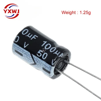  50PCS Higt качество 50V100UF 8 * 12mm 100UF 50V 8 * 12 електролитен кондензатор