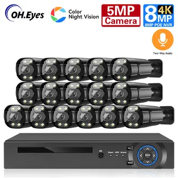  Двупосочно аудио 16CH 4K POE NVR комплект 5MP POE система за охранителна камера Комплект за видеонаблюдение на открито Улично видеонаблюдение IP камера Комплект за видеонаблюдение XMEYE