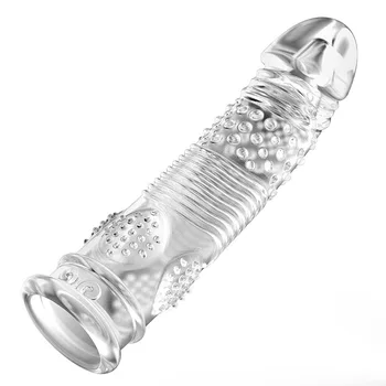  Прозрачен пенис ръкав за многократна употреба презерватив забавяне еякулация мъжки пениса разширяването вибратори удължител секс играчки за мъже 2 вида
