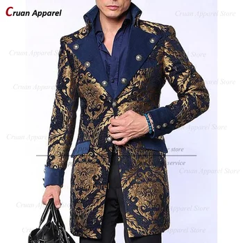  Най-новите луксозни мъжки костюми комплекти 2 парчета модно парти тънък годни печат дрехи вечерна вечеря елегантен лъскав блейзър панталони екипировки