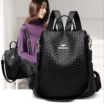  гореща продажба жени корейска мода мека кожа раници голям капацитет анти кражба пътуване раница рамо чанти училище чанта чанти