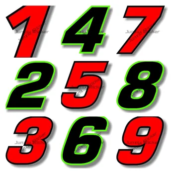  Класически стикери за кола Vinyl Decal Графичен черен състезателен номер със зелени номера на границите 0123456789 Стикер аксесоари за мотоциклети