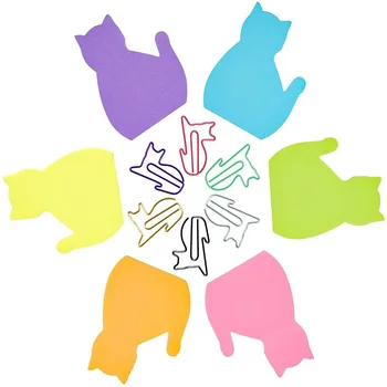  20Pcs цветни котка лепкави бележки кламери набор преносими творчески N пъти стикери силует котка бележка подложка