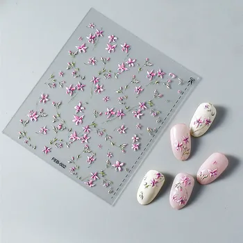  Розово цвете 5D стикери за нокти Nägel стикер комплект Ongle Uñas Decoracion