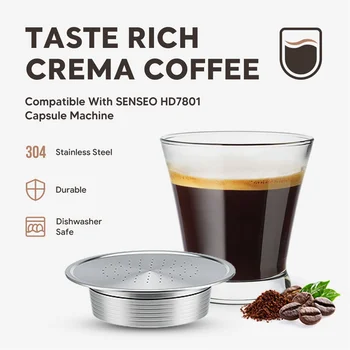  Неръждаема стомана за многократна употреба кафе капсули шушулки за HD7801 машина кафемашина еспресо филтър метална тампер