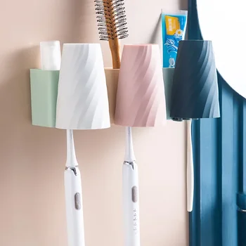  Toothbrush съхранение багажник безплатно удар кука вода за уста чаша подреждане висящи стена баня четка чаша багажник