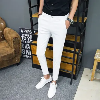  Summer Casual Suit Pants Male Stretch Smooth Trousers Stretch Comfort Korean Classic Men Business Black Gray Brand Pants A08