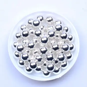  Метални сребърни кръгли мъниста 4mm 5mm 6mm 8mm 10mm без дупка имитация на смола перли DIY занаяти декорация