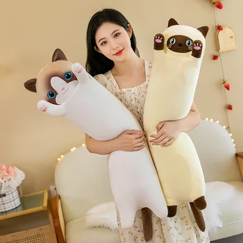  50-130cm сладък мек дълъг котка плюшени играчки пълнени пауза офис дрямка възглавница легло сън стая декор елегантен подарък кукла за деца момиче