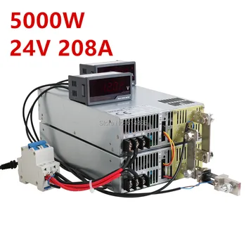  5000W 24V Захранване 0-24V Регулируема мощност 24VDC AC-DC 0-5V Управление на аналогов сигнал SE-5000-24 Силов трансформатор 24V 208A ONOFF