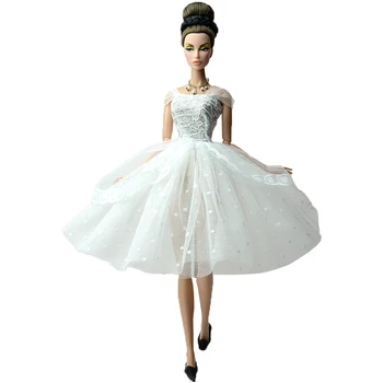  NK Официален 1 бр сватбена рокля бяла дантелена пола за кукла Барби парти булката носят дрехи за 1/6 BJD кукла аксесоари