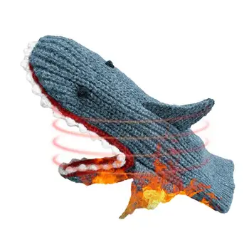  Shark ръкавици 3D акула топло трикотажни велосипедни ръкавици пълен пръст удебелени сладки жени зимни ръкавици за студено време