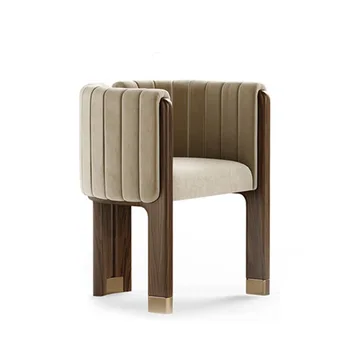  Fabric масивна дървесина модерен луксозен стол за хранене дизайнер стол неръждаема стомана единична персонализиране