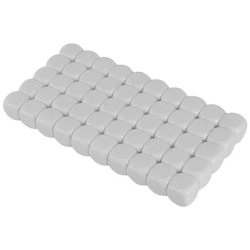  50 Pack 16MM Празен комплект бели зарове Акрилни заоблени D6 кубчета зарове за игра, парти, забавление, стикер 