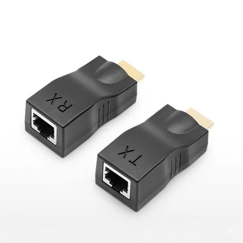  1 двойка RJ45 4K HDMI-съвместим разширител разширение до 30m през CAT5e Cat6 мрежа Ethernet LAN за HDTV HDPC DVD PS3 STB