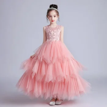  Детска принцеса лятна дантела сватбени рокли мода детски рожден ден рокля момичета парти рокли 4-14 години