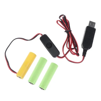   200cm / 6.56ft AA USB захранване замени 3pcs 1.5V AA LR6 батерии за електронни играчки LED светлини Dropship