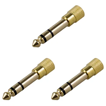  3X качествен адаптер за слушалки Stereo GoldPlug 1/4Inch (6.3mm) Male to 1/8Inch (3.5mm) Female